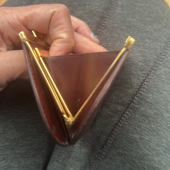 Cartier Burgundy Bordeaux Leather kiss lock Coin Purse dual pockets - Picture 9 of 12